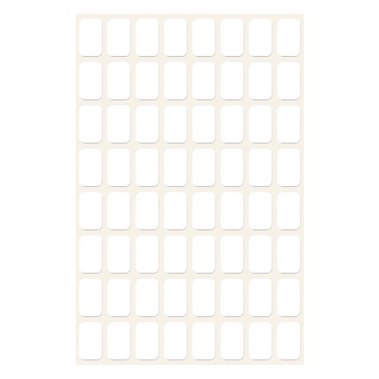 Avbildning enkeltark, artikkel: 3041, flerbruksetiketter, format: 13 x 8 mm, 64 etiketter/ark.