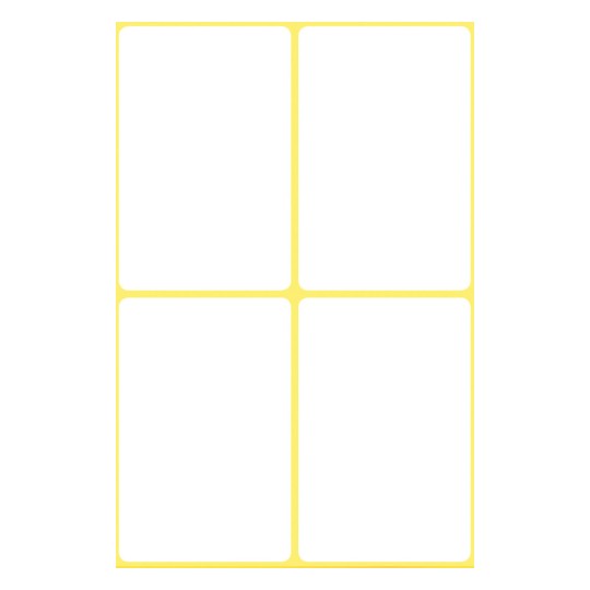 Avbildning enkeltark, artikkel: 3087, flerbruksetiketter, format: 54 x 35 mm, 4 etiketter/ark.