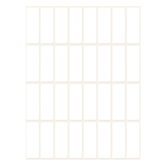 Avbildning enkeltark, artikkel: 3323, flerbruksetiketter, format: 38 x 14 mm, 32 etiketter/ark.