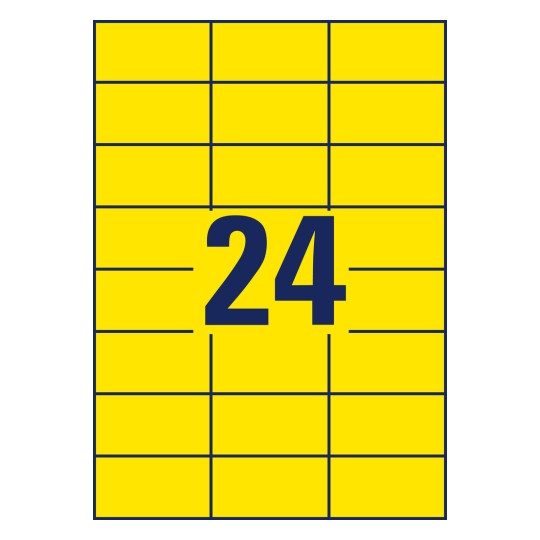 Stansemal Enkelark A4, Artikkel: 3451, Fargede etiketter, Format: 70 x 37 mm, 24 etiketter/ark?