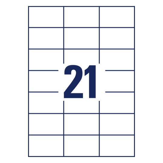 Stansemal A4 enkeltark, Artikkel: 3652-10, Etiketter, Hjemmekontor, Liten pakke, Format: 70 x 42,3 mm, 21 etiketter/ark?