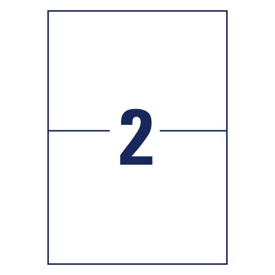 Stansemal enkeltark A4, Artikkel: 3655, Universaletiketter, Format: 210 x 148 mm, 2 etiketter/ark?