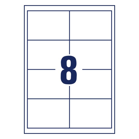 Stanseksempel Enkeltark A4, Artikkel: 4782-65, Universal-etiketter, Format: 97 x 67,7 mm, 8 etiketter/ark