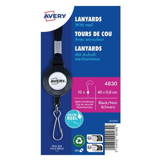 Produktbilde: Avery Zweckform, Artikkel: 4830, Tekstilbånd med opptrekkmekanisme, 8 x 400 mm, liten pakke, 10 stk?