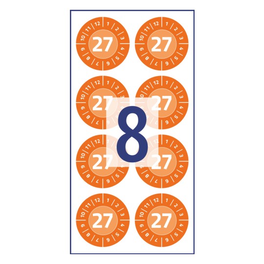 Illustrasjon enkeltark, artikkel: 6944-2027, kontrollmerker, format: ⌀ 30 mm, 8 kontrollmerker/ark?