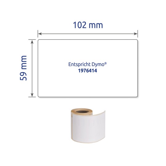 Enkeltside etikett, Artikkel: A1976414, rulletiketter, format: 59 x 102 mm, 50 etiketter/rull.