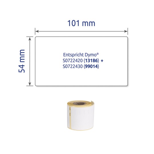 Enkelteikning etikett, Artikkel: AS0722420, Rulleetiketter, Format: 54 x 101 mm, 220 etiketter/rull?