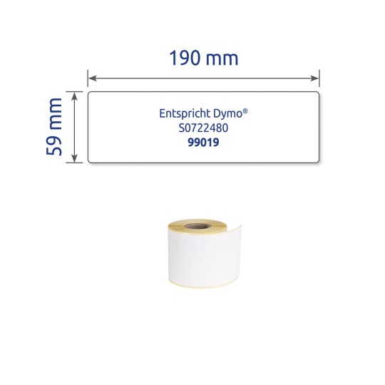 Enkel bilde etikett, Artikkel: AS0722480, Rulleetiketter, Format: 59 x 190 mm, 110 etiketter/rull.