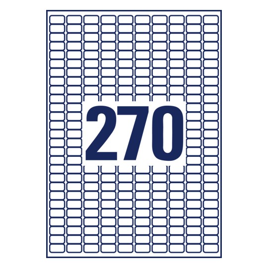 Stansetegning enkeltark A4, Artikkel: L4730REV-10, etiketter, avtakbare, hjemmekontor, småpakke, format: 17,8 x 10 mm, 270 etiketter/ark.
