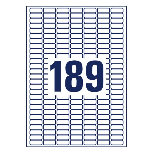 Stansetegning enkeltark A4, Artikkel: L4731REV-10, Etiketter, avtakbare, Hjemmekontor, Småpakke, Format: 25,4 x 10 mm, 189 etiketter/ark.