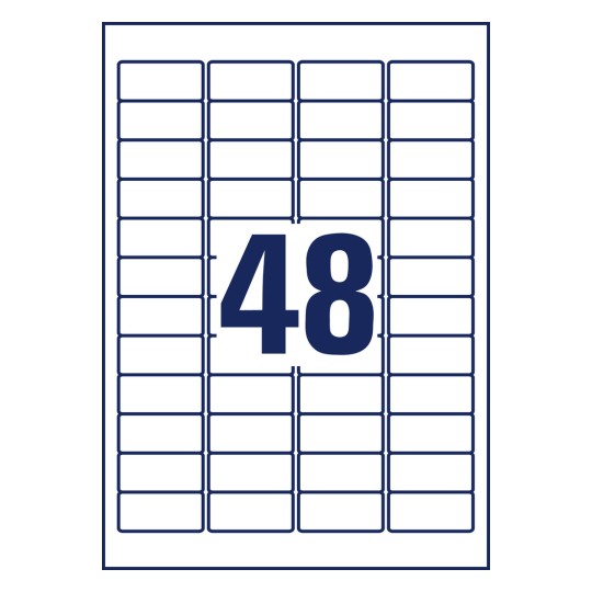 Stanseutskrift enkeltside A4, Artikkel: L4736REV-10, etiketter, avtakbare, Hjemmekontor, liten pakke, Format: 45,7 x 21,2 mm, 48 etiketter/ark.