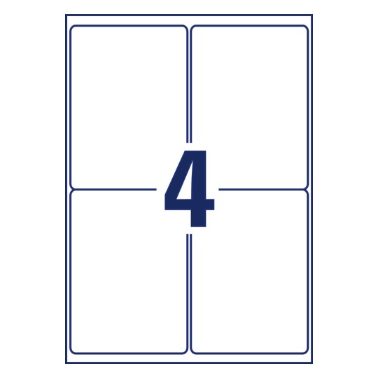 Stanse-tegning enkeltark A4, Artikkel: L4774REV-20, Værbestandige etiketter, avtakbare, Format: 99,1 x 139 mm, 4 etiketter/ark.