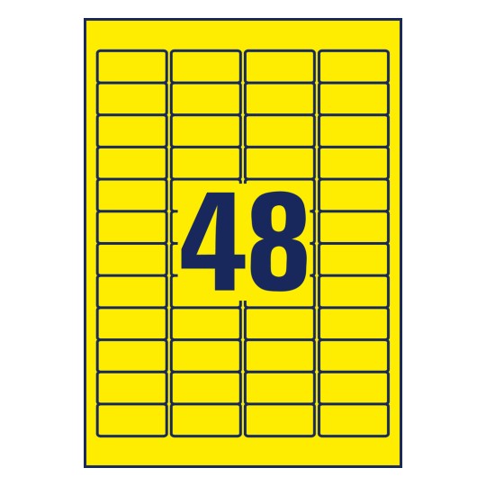 Stansemal enkeltark A4, Artikkel: L6103-20, Værbestandige folieetiketter, Format: 45,7 x 21,2 mm, 48 etiketter/ark.