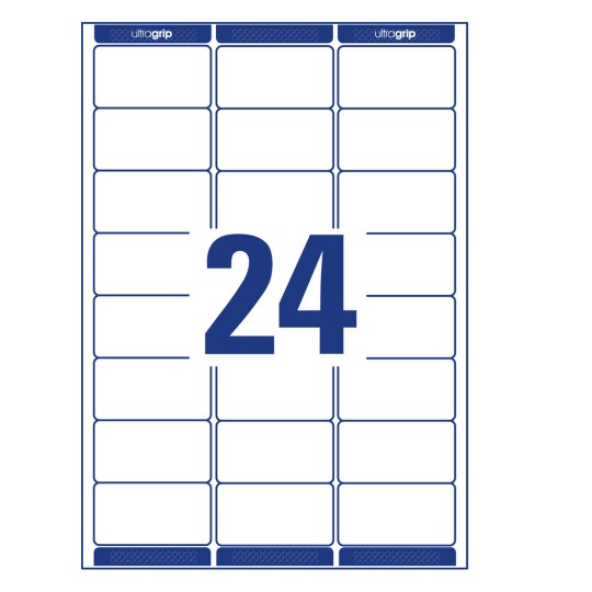 Stansemal Enkelark A4, Artikkel: L7159-100, Adresse-etiketter, Format: 63,5 x 33,9 mm, 24 etiketter/ark