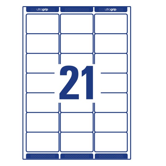 Stanse-tegning enkeltark A4, Artikkel: L7160-100, Adresseetiketter, Format: 63,5 x 38,1 mm, 21 etiketter/ark.