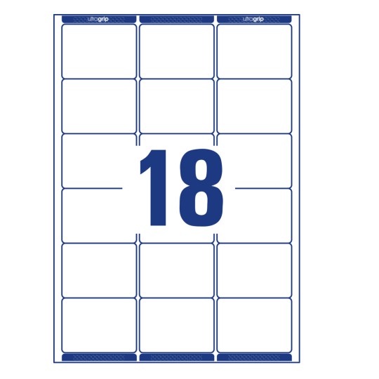 Stansetegning enkeltark A4, Artikkel: L7161-100, Adresseetiketter, Format: 63,5 x 46,6 mm, 18 etiketter/ark.