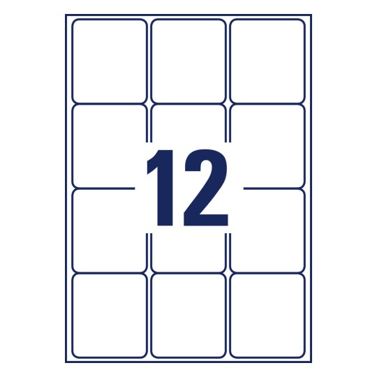 Stanse-tegning enkeltark A4, Artikkel: L7164-100, adresseetiketter, format: 63,5 x 72 mm, 12 etiketter/ark.