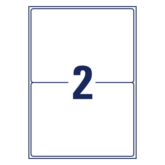 Stansemal enkeltark A4, Artikkel: L7168B-100, forsendelsesetiketter, Format: 199,6 x 143,5 mm, 2 etiketter/ark.