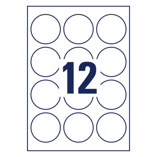 Stanse-tegning enkeltark A4, Artikkel: L7787-25, Gjennomsiktige etiketter, Format: ⌀ 60 mm, 12 etiketter/ark?