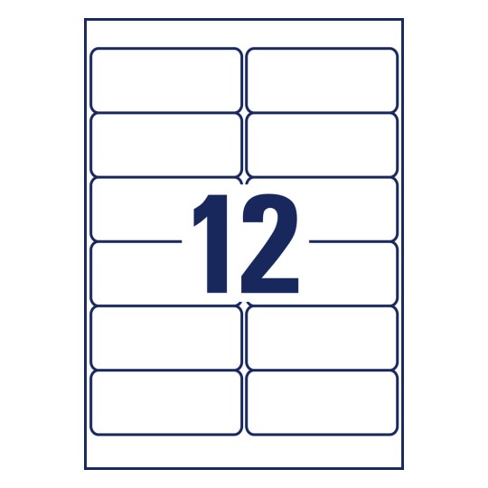 Stanse-tegning enkeltark A4, Artikkel: LR7177-100, Resirkulerte adresseetiketter, Format: 99,1 x 42,3 mm, 12 etiketter/ark.