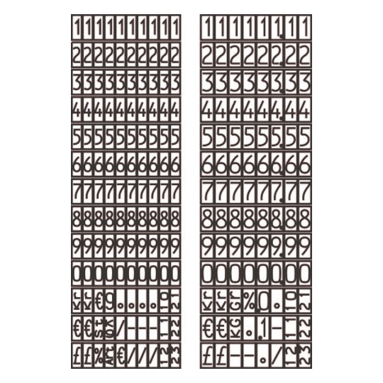 Illustrasjon Symboloversikt, Artikkel: PL2/18, Prisetikettmaskin, 2-linjers, Format: 165 x 280 x 75 mm
