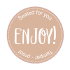 Rund forseglingetikett med teksten "Special for you ENJOY!"