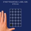 Størrelsessammenligning med hånd, Artikkel: 3003, ett ark med merkepunkter, Format: ⌀ 18 mm, Farge: Svart?