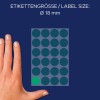 Størrelsessammenligning med hånd, Artikkel: 3006, ett ark merkepunkter, Format: ⌀ 18 mm, Farge: Grønn?
