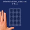 Størrelsessammenligning med hånd, Artikkel: 3009, ett ark med markørpunkter, Format: ⌀ 8 mm, Farge: Svart.