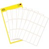 Pakningsbilde med etikettark: Avery Zweckform flerbruksetiketter, artikkel: 3076, format: 38 x 14 mm, innhold: 90 etiketter / 6 ark, 15 etiketter/ark.