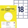 Pakningsbilde med etikettsark: Avery Zweckform flerbruksetiketter, Artikkel: 3325, Format: 38 x 24 mm, Innhold: 522 etiketter / 29 ark, 18 etiketter/ark.