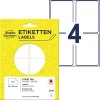 Pakningsbilde med etikettark: Avery Zweckform flerbruksetiketter, artikkel: 3330, format: 80 x 54 mm, innhold: 112 etiketter / 28 ark, 4 etiketter/ark.