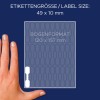 Størrelsesammenligning med hånd, artikkel: 3335, ett ark med prisetiketter, format: 49 x 10 mm, farge: hvit