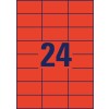 Stansetegning enkeltark A4, Artikkel: 3448, Fargede etiketter, Format: 70 x 37 mm, 24 etiketter/ark