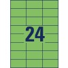 Stanse-tegning enkeltark A4, Artikkel: 3450, Fargede etiketter, Format: 70 x 37 mm, 24 etiketter/ark.