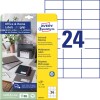 Pakningsbilde med etikkettark: Avery Zweckform etiketter, Home Office, liten pakke, artikkel: 3474-10, format: 70 x 37 mm, utskriftskompatibilitet: Inkjet, svart/hvitt laser, fargelaser, innhold: 240 etiketter / 10 ark, 24 etiketter/ark.