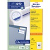 Pakningsbilde: Avery Zweckform Universal-etiketter, permanent klebende, artikkel: 3657, format: 48,5 x 25,4 mm, utskriftskompatibilitet: Inkjet, laser svart/hvitt, fargelaser, innhold: 4.000 etiketter / 100 ark, 40 etiketter/ark.