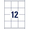 Stansemal for enkeltark A4, Artikkel: 3661, Universale etiketter, Format: 70 x 67,7 mm, 12 etiketter/ark.