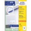 Pakningsbilde: Avery Zweckform universaletiketter, permanent klebende, Artikkel: 3661, Format: 70 x 67,7 mm, Skriverkompatibilitet: Inkjet, Laser s/hv, Fargelaser, Innhold: 1.200 etiketter / 100 ark, 12 etiketter/ark.