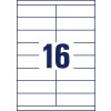 Stansetegning enkeltark A4, Artikkel: 3665, Universale etiketter, Format: 105 x 33,8 mm, 16 etiketter/ark.