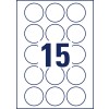 Stansemal tegning enkeltark A4, Artikkel: 6225-10, Runde etiketter, Format: ⌀ 51 mm, 15 etiketter/ark.