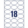 Stansemal enkeltark A4, Artikkel: 6242-10, Ovale etiketter, Format: 63,5 x 42,3 mm, 18 etiketter/ark.