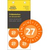 Pakningsbilde med kontrollmerke: Avery Zweckform kontrollmerker, Artikkel: 6944-2027, Format: ⌀ 30 mm, Innhold: 80 kontrollmerker / 10 ark, 8 kontrollmerker/ark