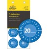 Pakkeillustrasjon med etikettark: Avery Zweckform kontrollmerker, Artikkel: 7903, Format: ⌀ 30 mm, Innhold: 80 kontrollmerker / 10 ark, 8 kontrollmerker/ark.