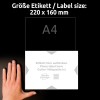 Størrelsessammenligning med hånd, artikkel: 8003-5, ett ark bæreetiketter, format: 220 x 160 mm, farge: hvit, lysegrå?