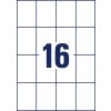 Stanseskisse enkeltark A4, Artikkel: B5274-50, Ultra-resistente folieetiketter, Format: 52 x 74 mm, 16 etiketter/ark