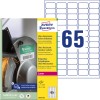 Forpakningsbilde med etikettark: Avery Zweckform Ultra-Resistente Folie-Etiketter, Artikkel: B7651-50, Format: 38 x 21 mm, Skriverkompatibilitet: Laser s/hv, fargelaser, Innhold: 3.250 etiketter / 50 ark, 65 etiketter/ark