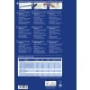 Bildet er en produktveiledning for Quick&Clean visittkort, med detaljer om utskriftsalternativer, materialer, dimensjoner og ulike språk. Det fremhever produktspekifikasjonene og gir instruksjoner for å designe og skrive ut kort hjemme.