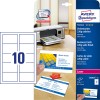 Pakningsbilde med kartongark: Avery Zweckform Premium visittkort, Artikkel: C32016-25, Format: 85 x 54 mm, Printeregnet: Fargelaser, Laser s/h, Kopimaskin, Innhold: 250 kort / 25 ark, 10 kort/ark.