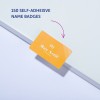 Bildet viser et selvklebende navneskilt i gult, som viser navnet 'Max Actif' sammen med nummeret '150', som indikerer at det er 150 navneskilt tilgjengelig.